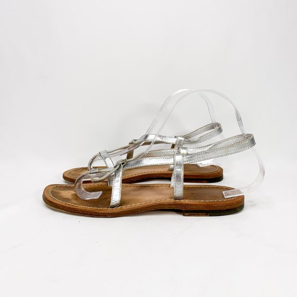 MANOLO BLAHNIK Silver Strap Leather Sandals - Picture 5 of 7
